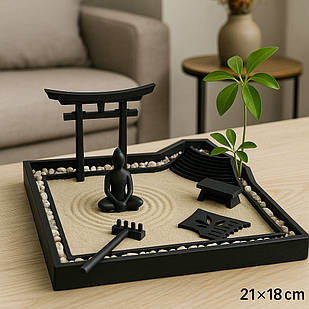 Японський дзен-сад для релаксу та медитації • набір з піском і декором