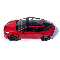 Машинка метал Tesla model Y електрокар червона Тесла 1:24 відкр двері баг капот звук світло 19*6,5*8,5см (EL 70333), фото 3
