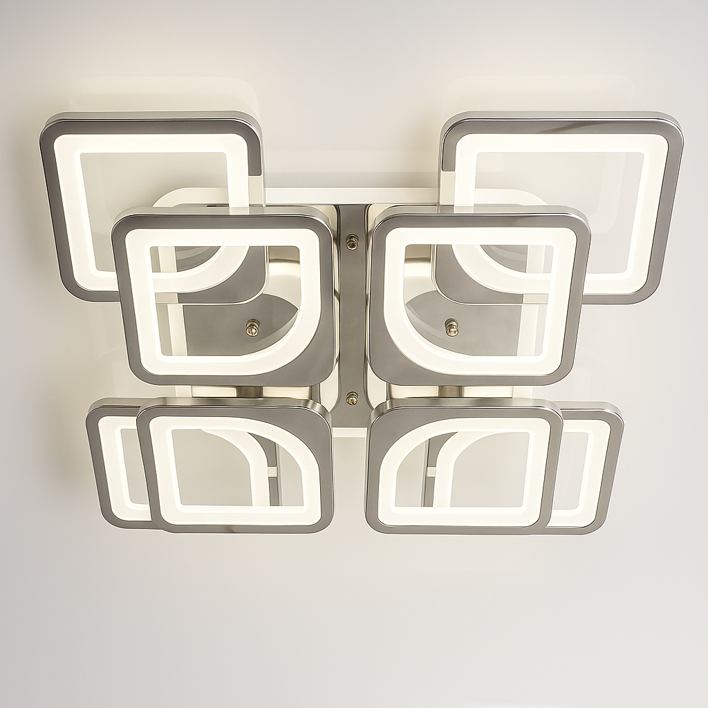 Яскрава люстра світлодіодна з пультом Vatan Light 192W до 30 м² колір Хром 1133/4+4 HR 3color, фото 1