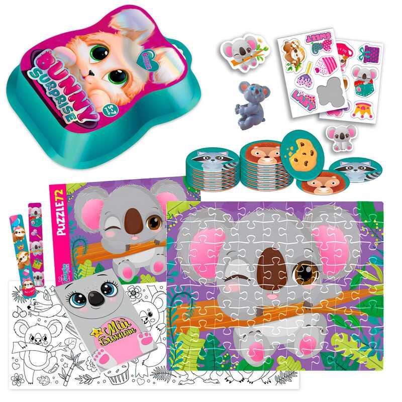 Набір для творчості дитячий - "Bunny surprise" темно-рожевий "Vladi Toys", пазли, 50 карток, наліпки VT 8080-12