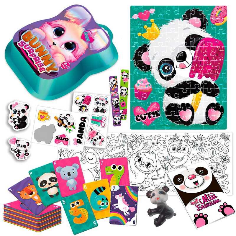 Набір для творчості дитячий - "Bunny surprise"  фіолетовий "Vladi Toys", пазли, 50 карток, наліпки VT 8080-13