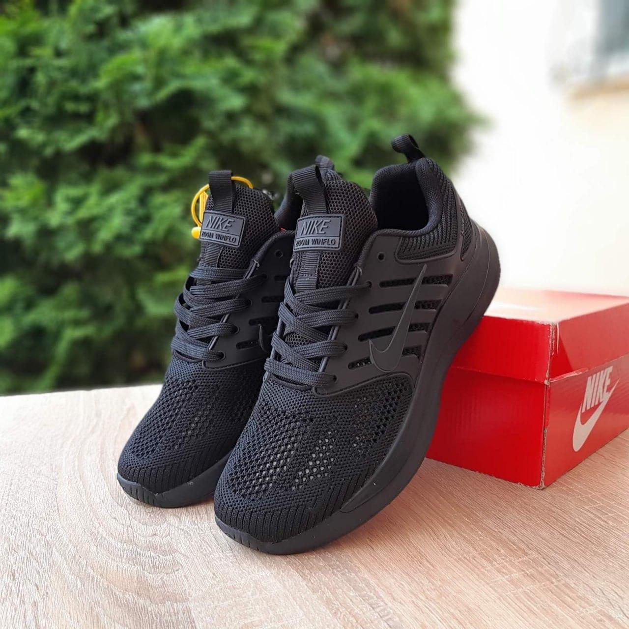 Чорні демісезонні текстильні чоловічі кросівки Nike Zoom Winflo чорні, фото 1