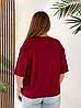 Жіноча зручна віскозна кофтинка-футболка з подовженими рукавами та написом на грудях, батал великі розміри, фото 2