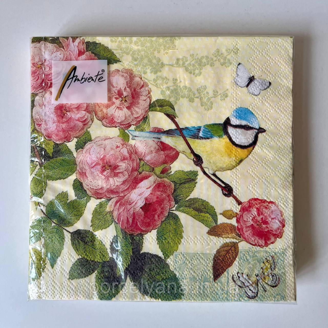 Серветки 33х33 см 20 шт Ambiente Rose scent, фото 1