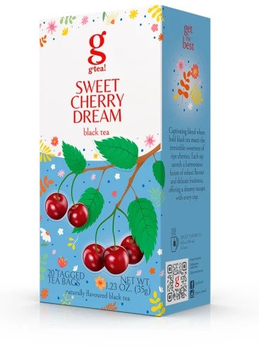 Чорний чай з вишнею g'tea Sweet Cherry Dream 20 пакетиків по 1,75 грами