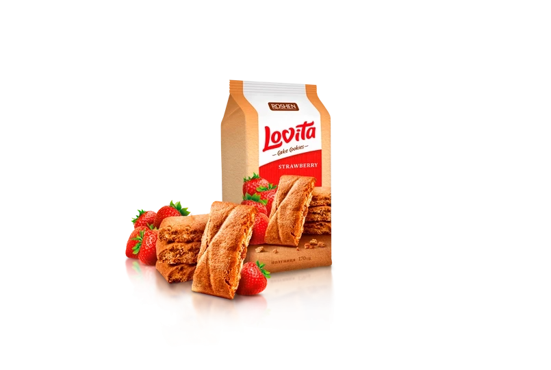 Печиво Roshen Lovita Cake з полуничною начинкою 168г