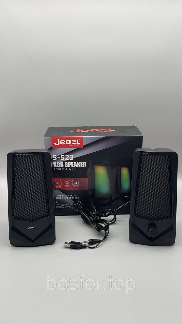 Колонки для ПК 2.0 USB JEDEL S523 RGB Bluetooth настільні динаміки з підсвіткою BF