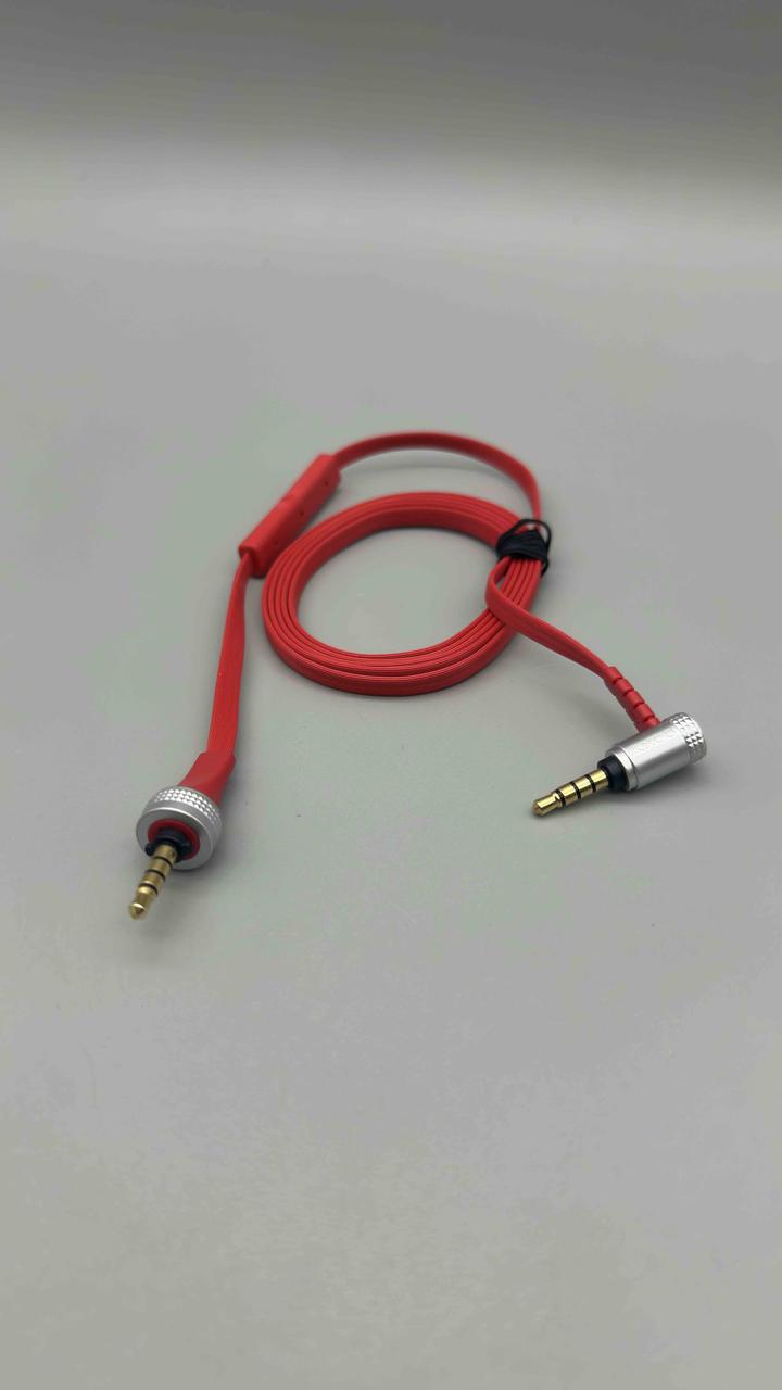 Кабель AUX 3.5mm 1м кутовий 90° плоский з мікрофоном SONY для смартфонів та авто BF