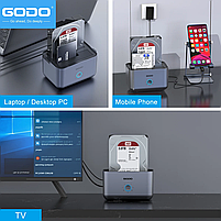 Док станція GODO GDPD10T для HDD SSD 2.5" 3.5" SATA III USB3.0 з функцією клонування, фото 3