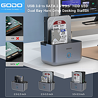 Док станція GODO GDPD10T для HDD SSD 2.5" 3.5" SATA III USB3.0 з функцією клонування, фото 7