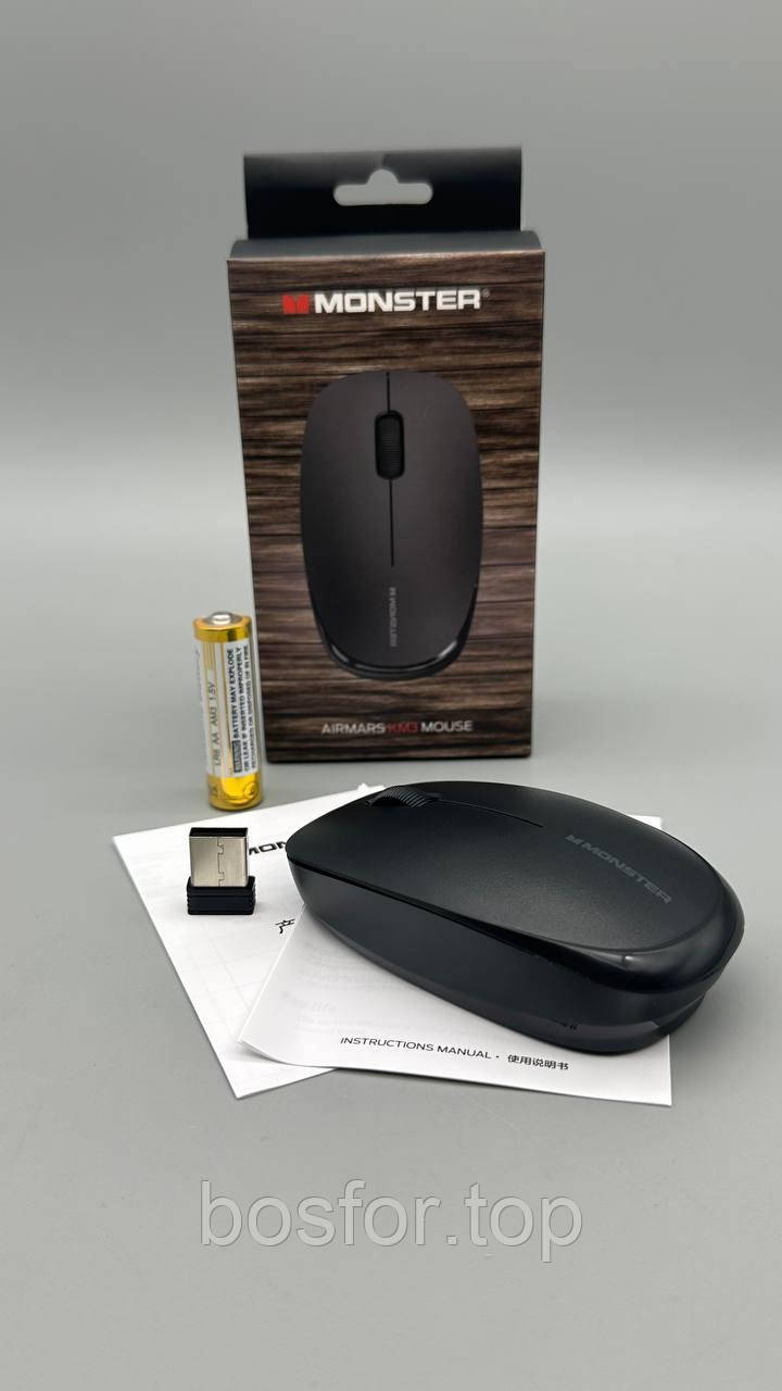 Безпровідна миша MONSTER KM3 1600 DPI USB 6 кнопок ергономічний дизайн чорний BF