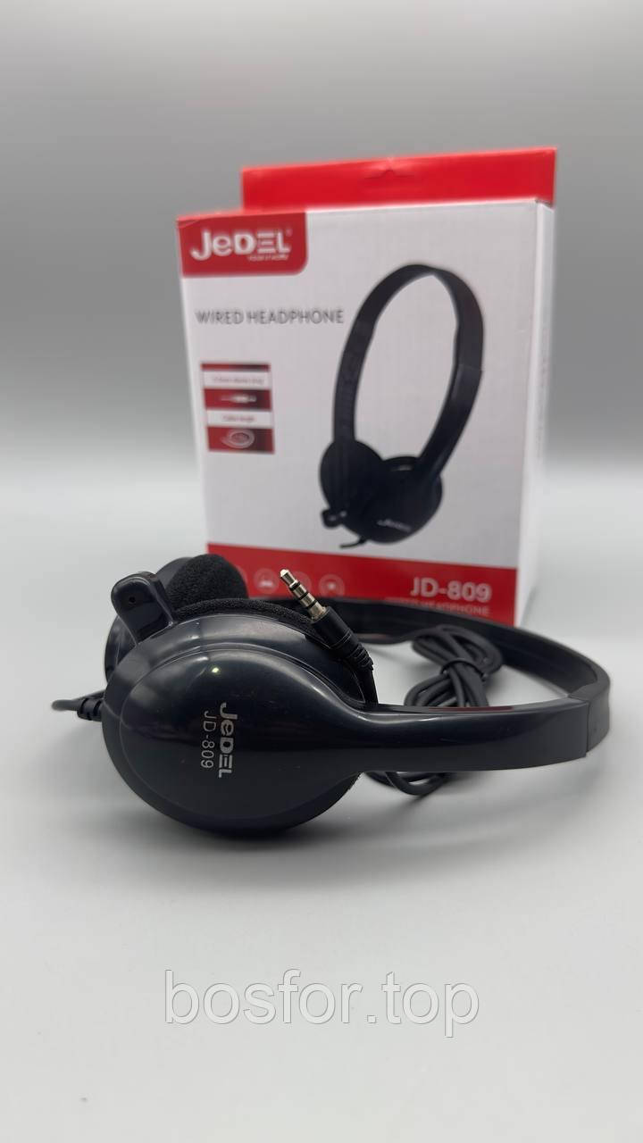 Навушники провідні JEDEL JD-809 з мікрофоном чорні для музики та дзвінків BF