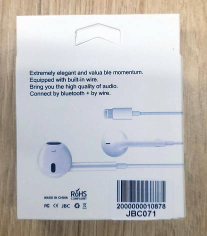 Навушники вакуумні Bluetooth IPHONE JBC-071 якісний звук комфортна посадка BF, фото 2