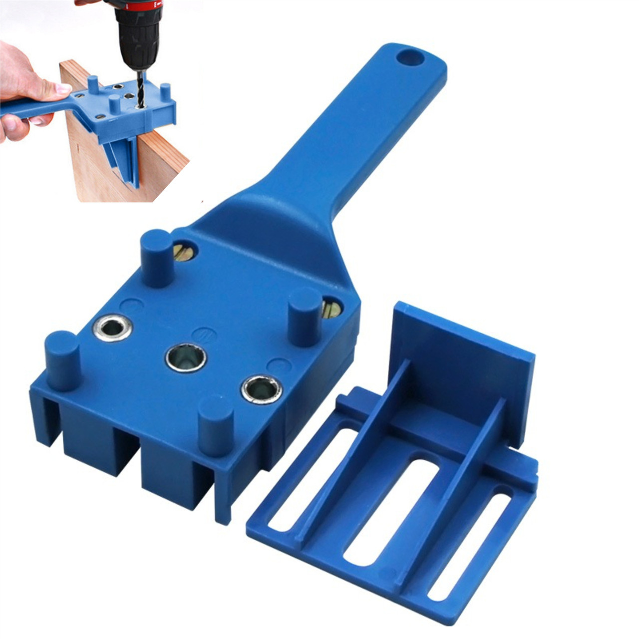 Столярний шаблон для шкантів - 6, 8, 10 мм - Кондуктор для меблевої збірки - blue, фото 1