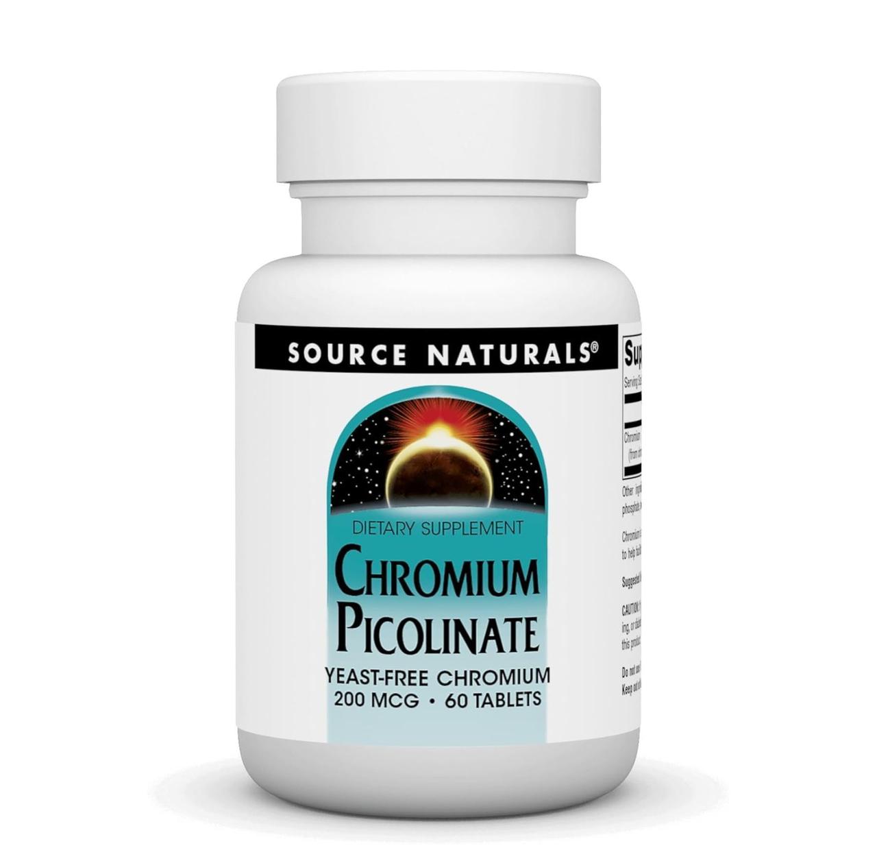 Хром піколінат Source Naturals Chromium Picolinate, 200 мкг, 60 таблеток, фото 1