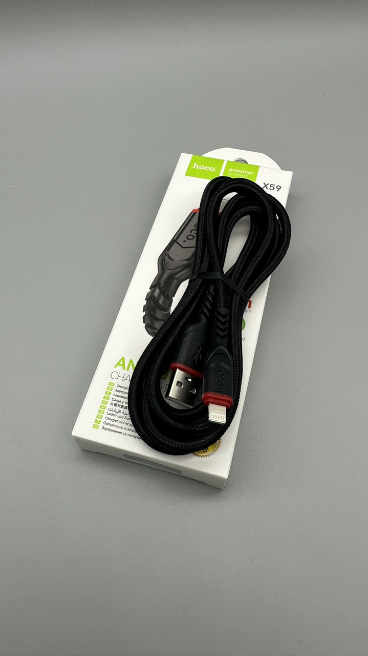 Кабель HOCO X59 Lightning 2м 2.4A синій нейлоновий обплетення для зарядки пристроїв BF