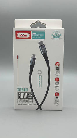 Кабель XO NB-Q167 Type-C до Type-C 60W 1м 3A для швидкої зарядки та передачі даних BF, фото 1