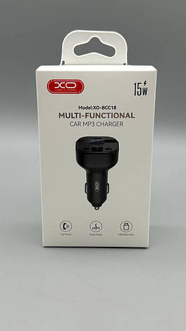 FM модulator XO BCC18 Bluetooth MP3 зарядний пристрій Type-C 3A для автомобіля BF, фото 1