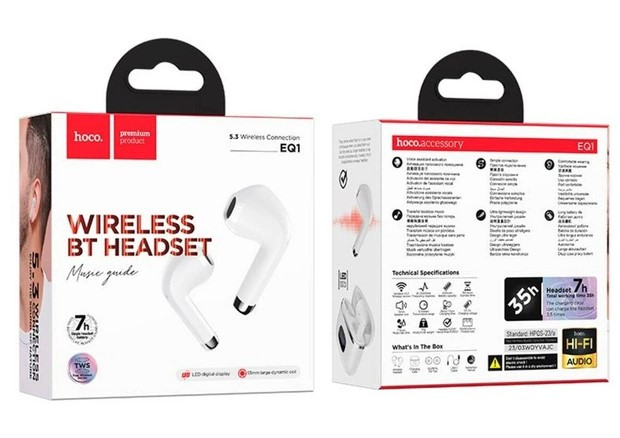 Bluetooth гарнітура HOCO EQ1 бездротові навушники з зарядним кейсом сенсорне управління BF