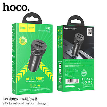 АЗУ авто зарядка HOCO Z49 Level 2USB чорна з двома USB портами для зарядки в автомобілі BF, фото 1