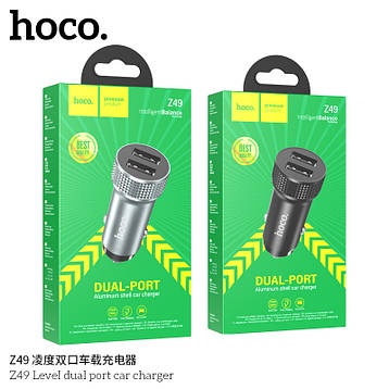 АЗУ авто зарядка HOCO Z49 Level 2USB чорна з двома USB портами для зарядки в автомобілі BF, фото 2