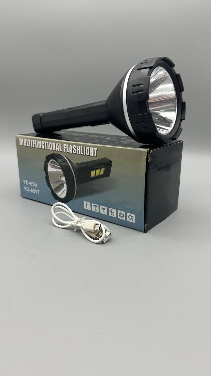 Ліхтар ручний LED YD-659T 4 світлодіоди 2 акумулятори 18650 зарядка від сонячної енергії BF