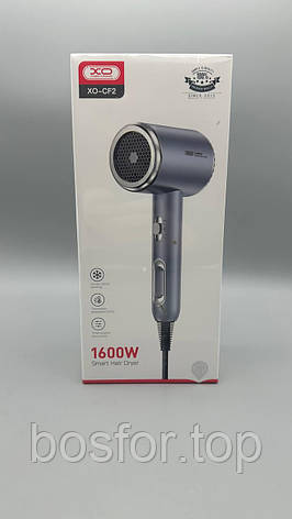 Фен XO CF2 1600W з контролем температури яскраво-синій портативний для дому та поїздок BF, фото 1