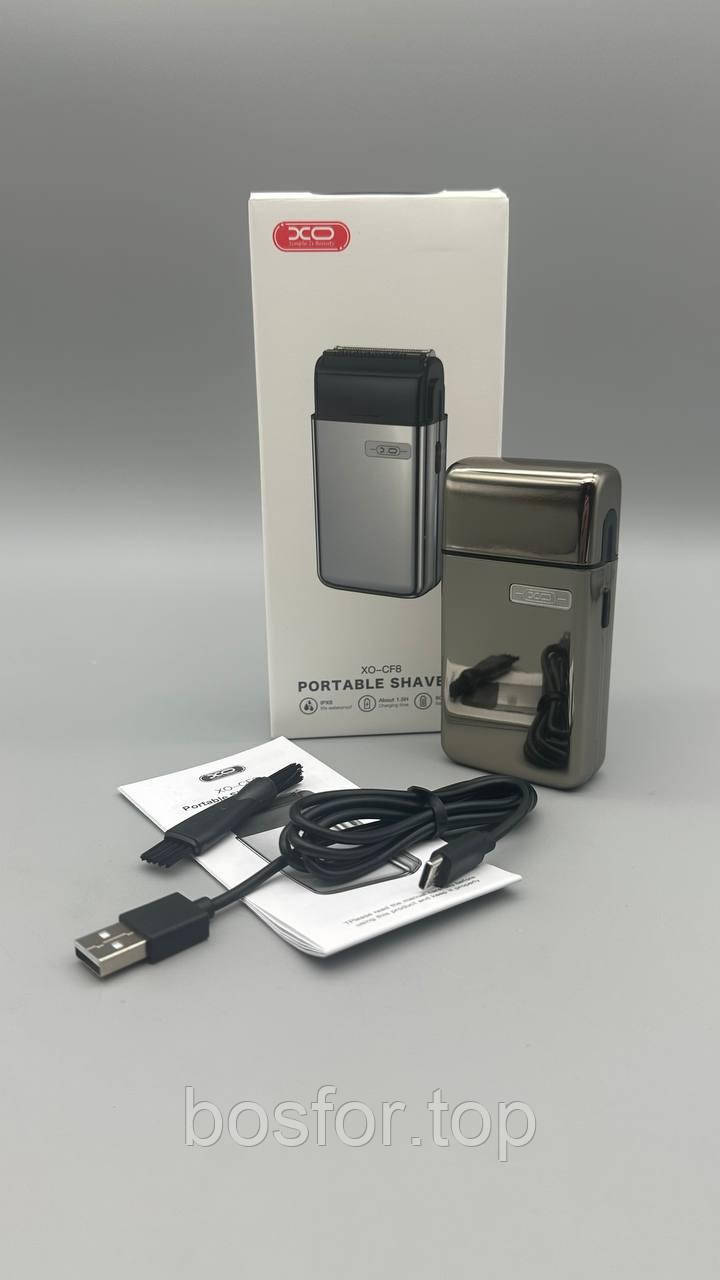 Електробритва XO CF8 ротаційна з двома головками USB нержавіюча сталь метал BF