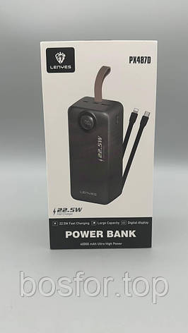 Павербанк LENYES PX487D 40000mAh зовнішній акумулятор з LED дисплеєм для мобільних пристроїв BF, фото 1