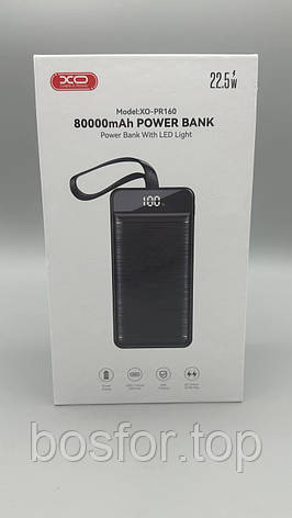 Павербанк XO PR160 80000mAh з ліхтарем Power Delivery QC 3.0 для телефонів планшетів та фотоапаратів BF, фото 1