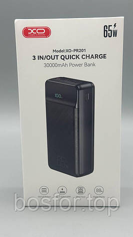 Павербанк XO PR201 30000mAh 65W Швидка зарядка QC22.5W PD65W LED дисплей BF, фото 1