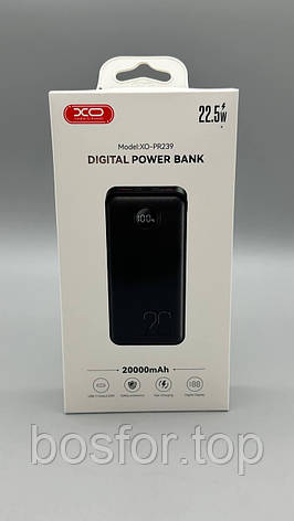 Павербанк XO PR239 20000mAh USB-C 20W USB-A 22.5W швидка зарядка LCD дисплей BF, фото 1