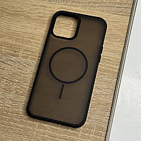 Чохол для iPhone 12 Pro Max чорний магнітний з підтримкою MagSafe, захищений напівпрозорий ззаду