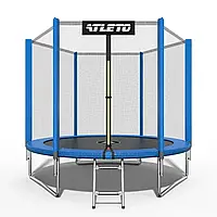 Батут дитячий з сіткою та драбинкою 252 см Atleto синій