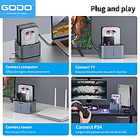 Док станція GODO GDPD07T-U для HDD SSD 2.5" 3.5" SATA III USB3.0 + 2 x USB з функцією клонування, фото 2