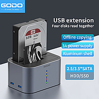 Док станція GODO GDPD07T-U для HDD SSD 2.5" 3.5" SATA III USB3.0 + 2 x USB з функцією клонування, фото 3