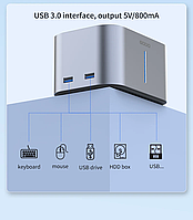 Док станція GODO GDPD07T-U для HDD SSD 2.5" 3.5" SATA III USB3.0 + 2 x USB з функцією клонування, фото 6