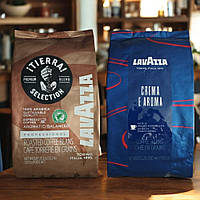 Кава в зернах набір Lavazza (2х): Crema e Aroma (синя) + Tierra Selection зернова кава Лаваца