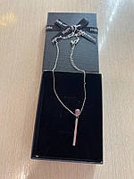 Ефектна підвіска з кулоном у формі сірники/кулон із рожевими кристалами