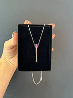 Стильна підвіска сірка посрібнення/кулон із рожевими кристалами