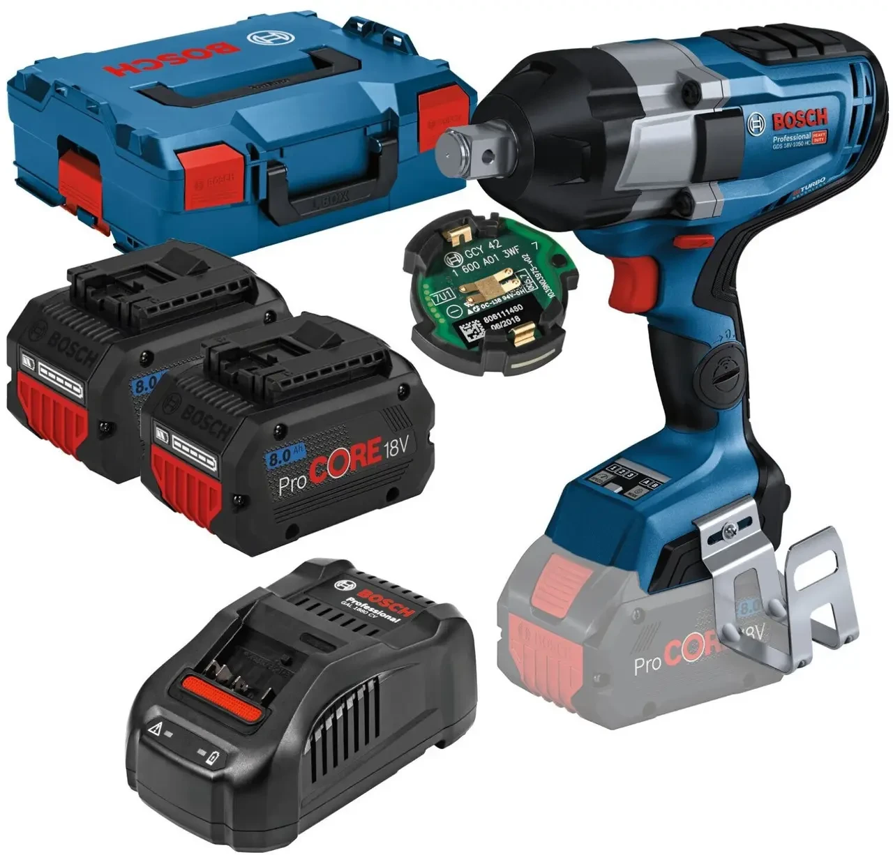 Bosch GDS 18V-1050 H HC (06019J8202) Акумуляторний ударний гайковерт комплект, фото 1
