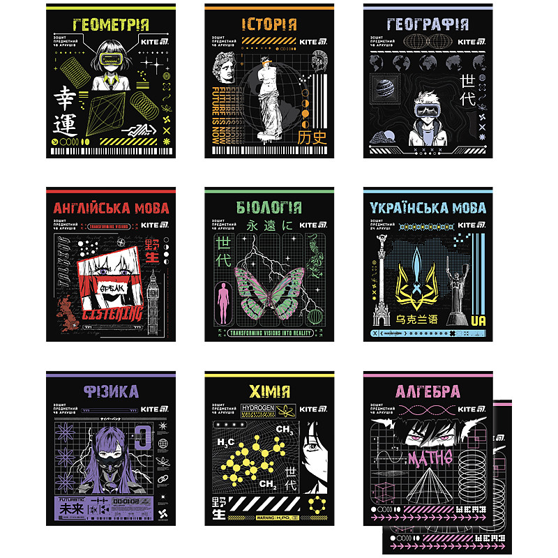 Набір предметних зошитів на 9 предметів Kite Cyber K25-240-21-29, 72082, фото 1