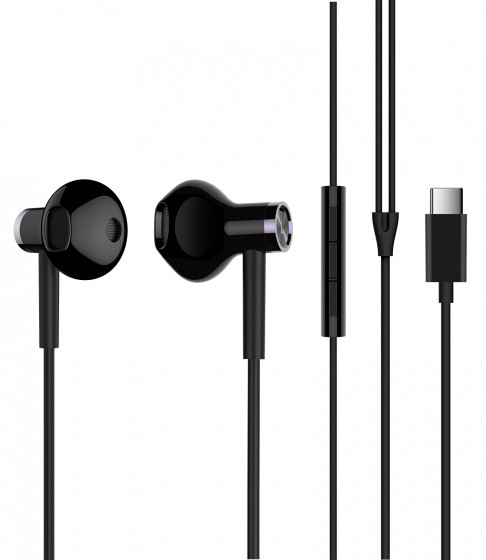 Навушники Xiaomi Mi Dual Driver з мікрофоном Type-C Hi-Res Audio, дротові вкладиші для смартфона (чорні)