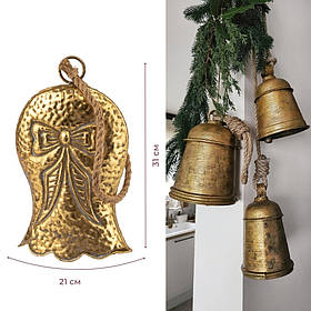 Металевий дзвіночок, золотий, 31 см ELISEY