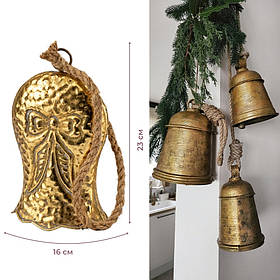 Металевий дзвіночок, золотий, 23 см ELISEY