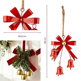 Металева підвіска з бантом і 3 дзвіночками, 62 см ELISEY