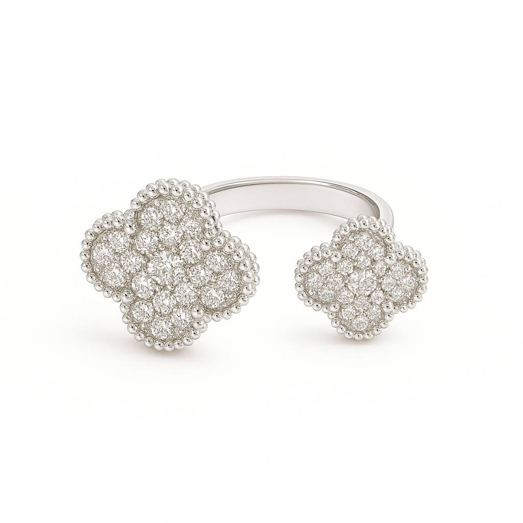 Кільце Van Cleef циркони посрібнення/спідниця подвійне з дрібним цирконієм