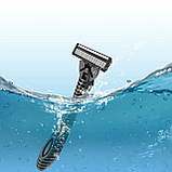 Бритва для чоловіків 5 лез ручна з нержавіючої сталі + 6 змінних касет для гоління, фото 2