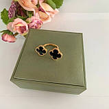 Кільце Van Cleef позолота 18 К/кільце конюшини чорне в лимонному золоті, фото 3