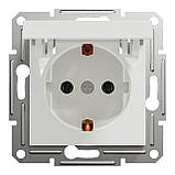 Розетка з заземленням та кришкою Біла без рамки - Asfora EPH3170121, фото 2